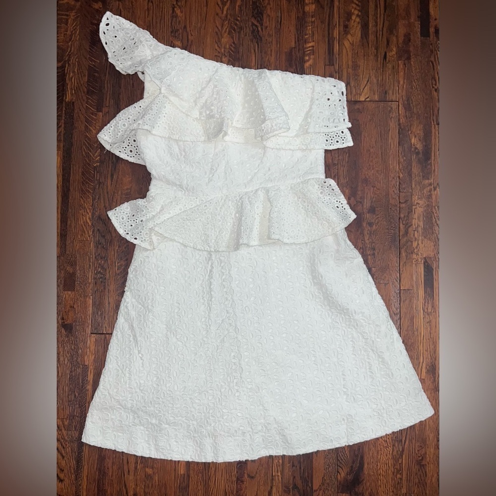LILLY PULITZER Josey One Shoulder Tier Eyelet Dress in White Size 6 - Picture 8 of 12